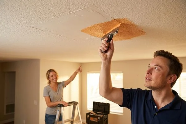 Orange peel texture match on a ceiling patch