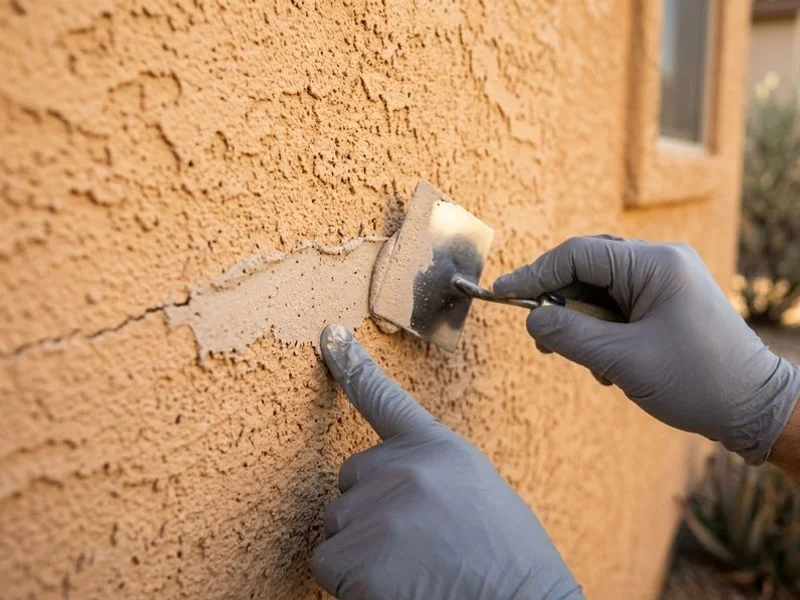 Stucco crack patch and texture match