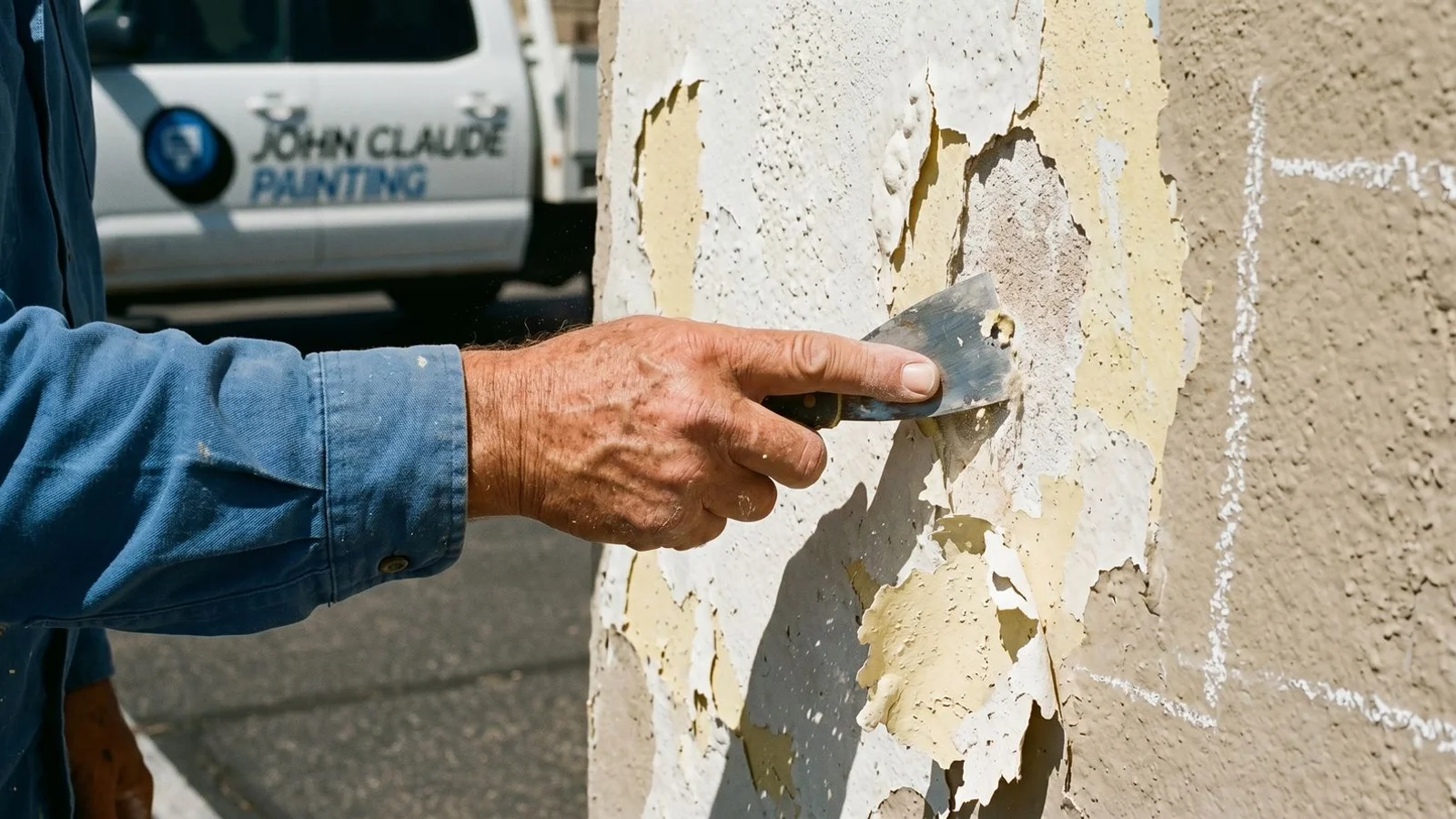 White hand test on chalking Phoenix stucco paint