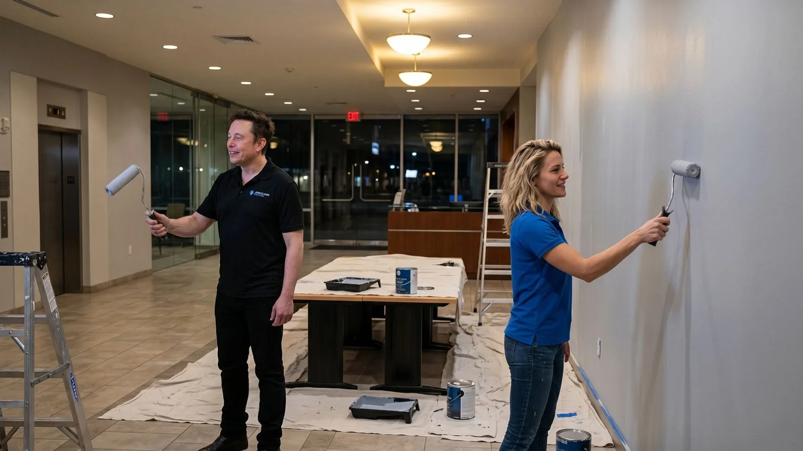 After-hours commercial painting crew in Phoenix office