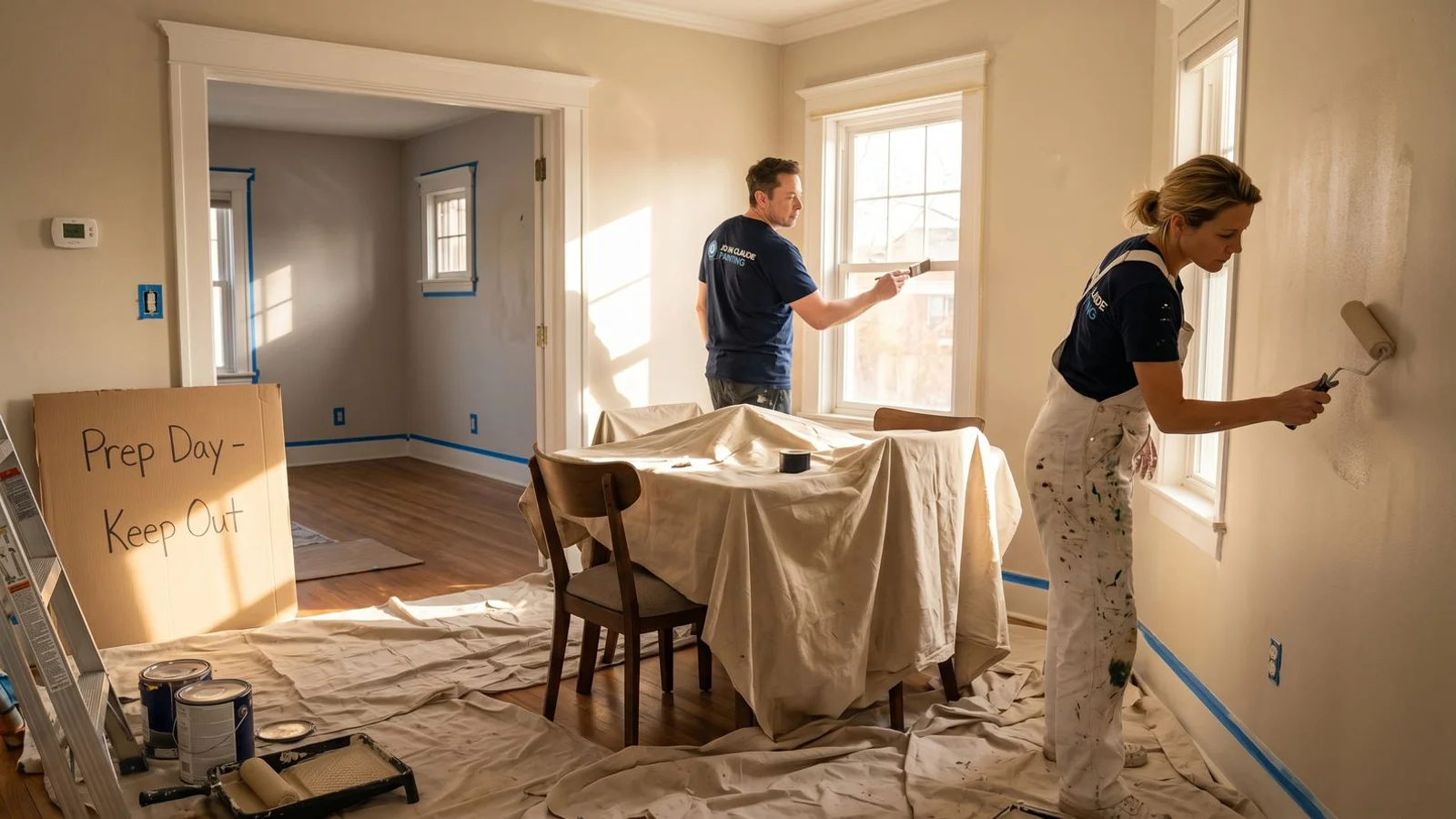 Paint crew sequencing rooms in occupied Phoenix home
