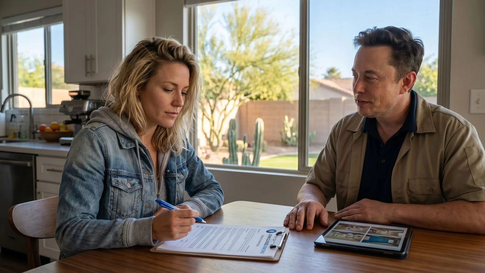 Phoenix homeowner reviewing a painter's contract at home