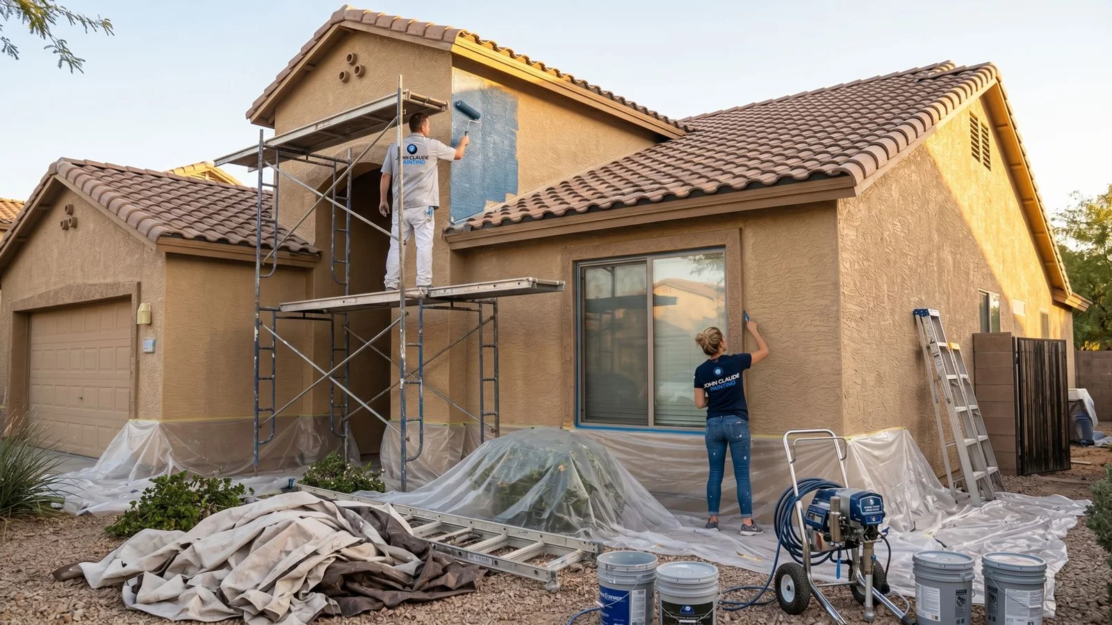 Phoenix stucco home mid-exterior repaint
