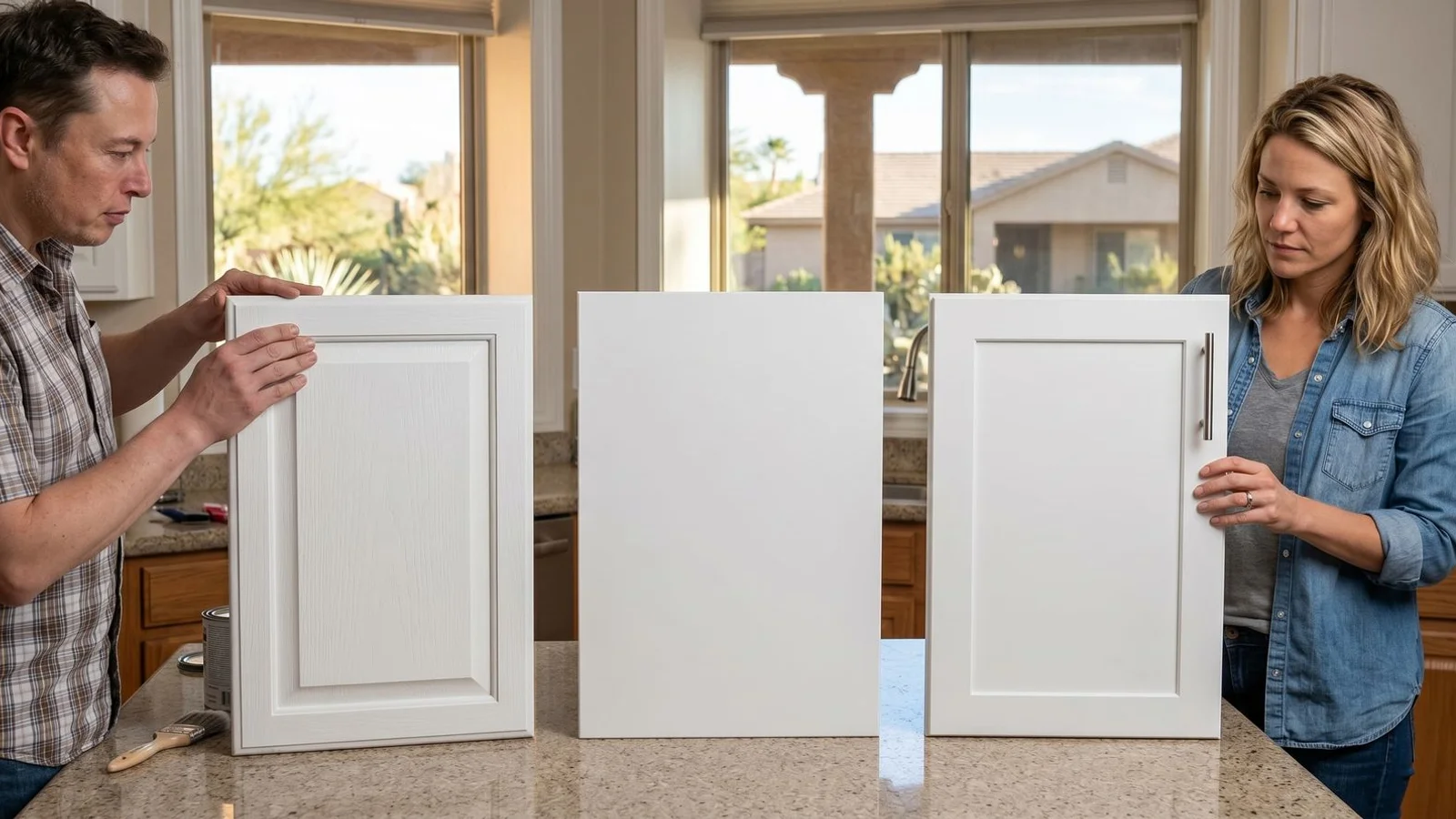 Side-by-side: painted, refaced, replaced cabinets